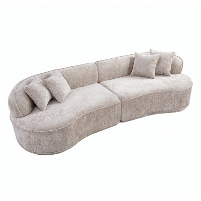 Modern Curved L-Shape Luxury Sectional Oversized Sofa: Minimalist Design, Comfy Sleeper Couch for Living Room, Apartment & Reception Spaces,No Assembly Required