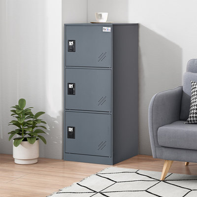 Petit casier de coin 3 portes avec loquet de verrouillage gris