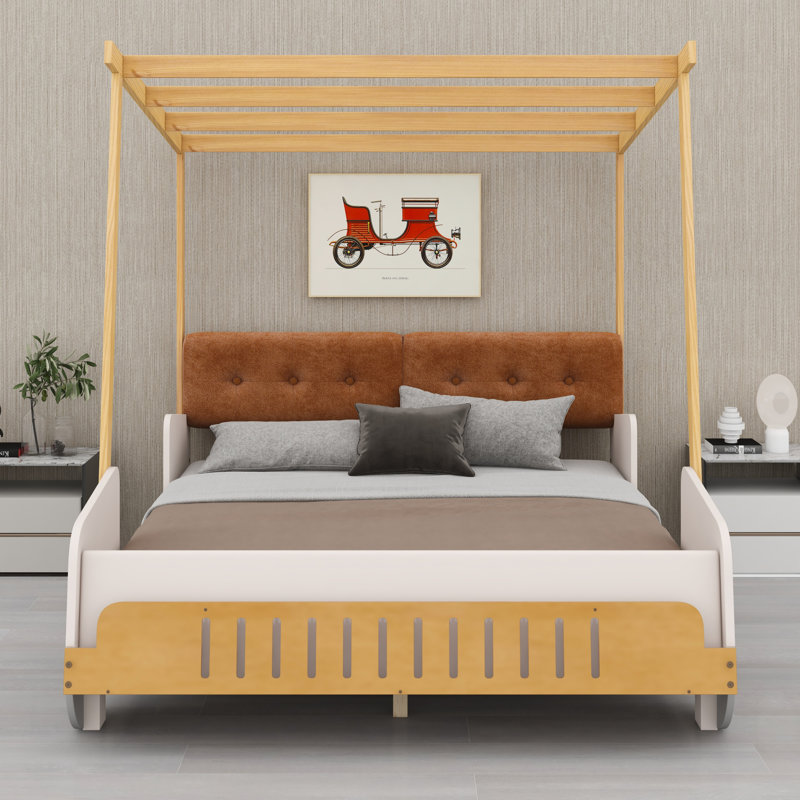 Lit voiture avec coussin, toile de plafond