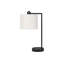 Lampe de table moderne avec port USB, design élégant en métal noir et abat-jour en tissu ivoire