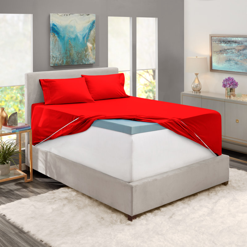 Cherry Red Twin XL Microfiber Deep Pocket Sheet Set