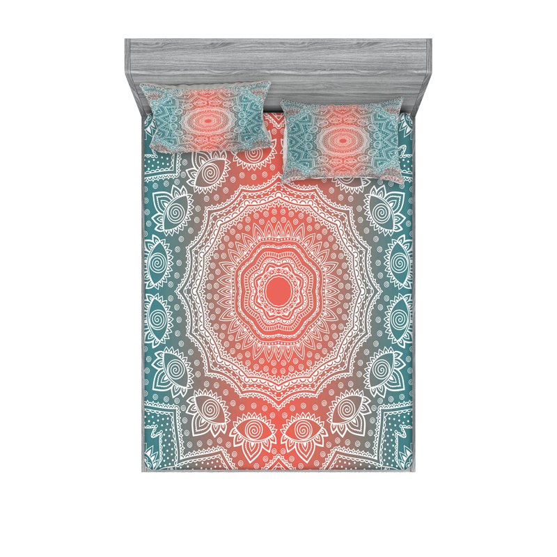 Drap-housse et coussin décoratif Ambesonne corail et bleu sarcelle, corail bleu sarcelle