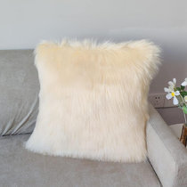 Sugar Vegan Washable Cozy Haze Tan Faux Fur Decorative Lumbar Pillow, Decorative  Pillows