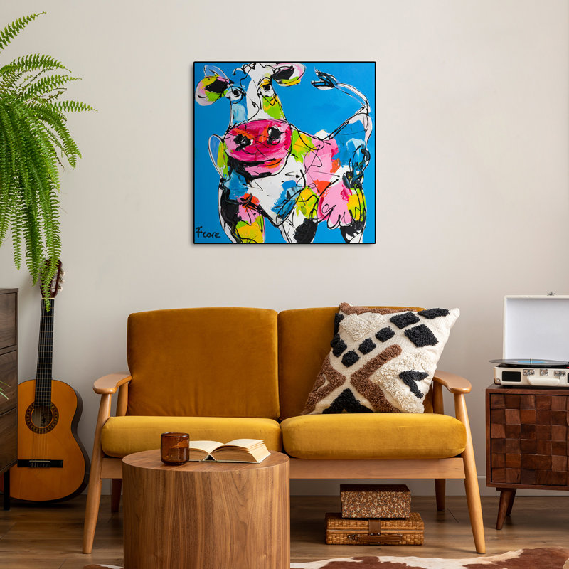 Toile en métal Steemplix - Art coloré vache par Art Fiore - impression d'art mural
