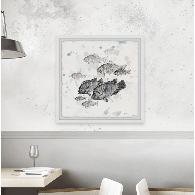 Schooling Fish - Single Picture Frame Painting, 81cm H x 81cm W x 3.81cm D