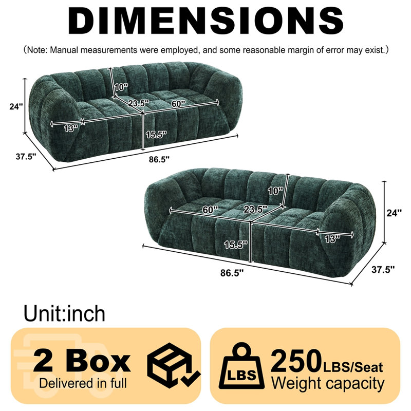 Canapé chenille en mousse pure, canapé nuage matelassé moderne, canapé chenille en mousse pure à assise profonde, canapé moderne confortable, convient aux salons, aux chambres et aux appartements