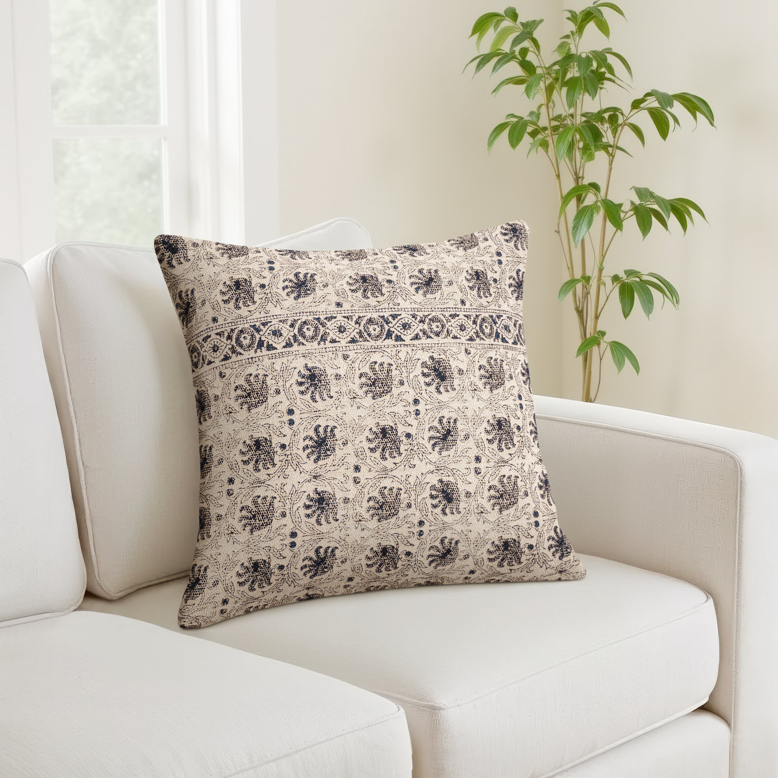Marianne Floral Cotton Throw Pillow, 18" x 18"