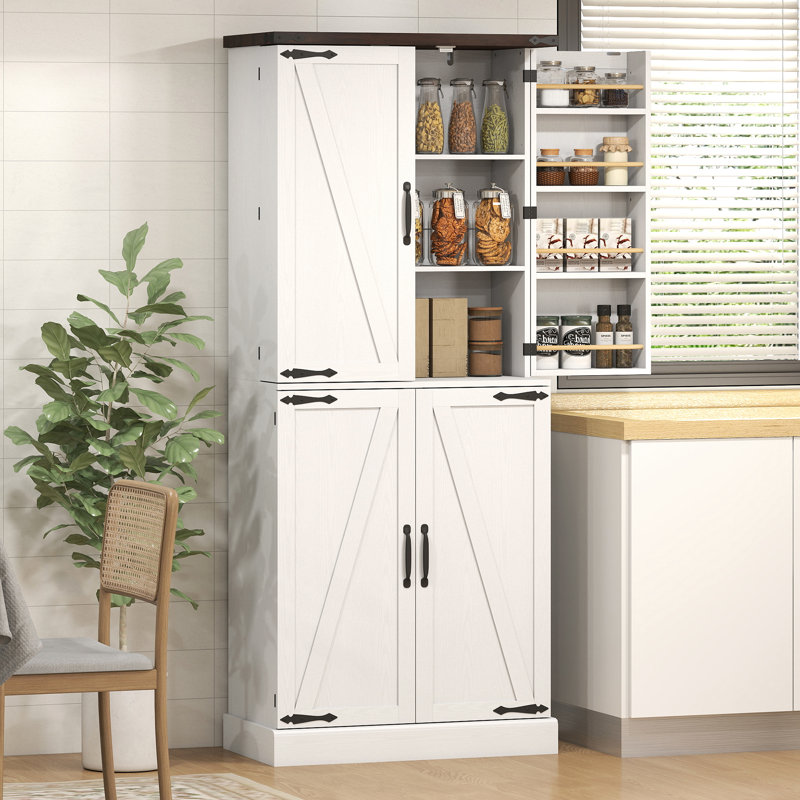 Armoire de rangement de 72 po de hauteur avec armoire à 8 portes, 72 po, blanc, White