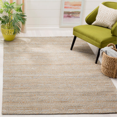 Aderyn Hand Woven Jute/Cotton Rug in Grey/Sand