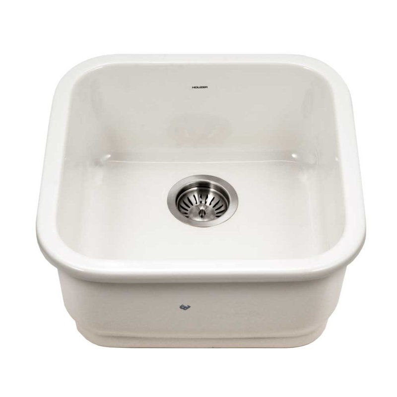 Houzer Undermount Fireclay 19-Inch Square Bar Sink, White