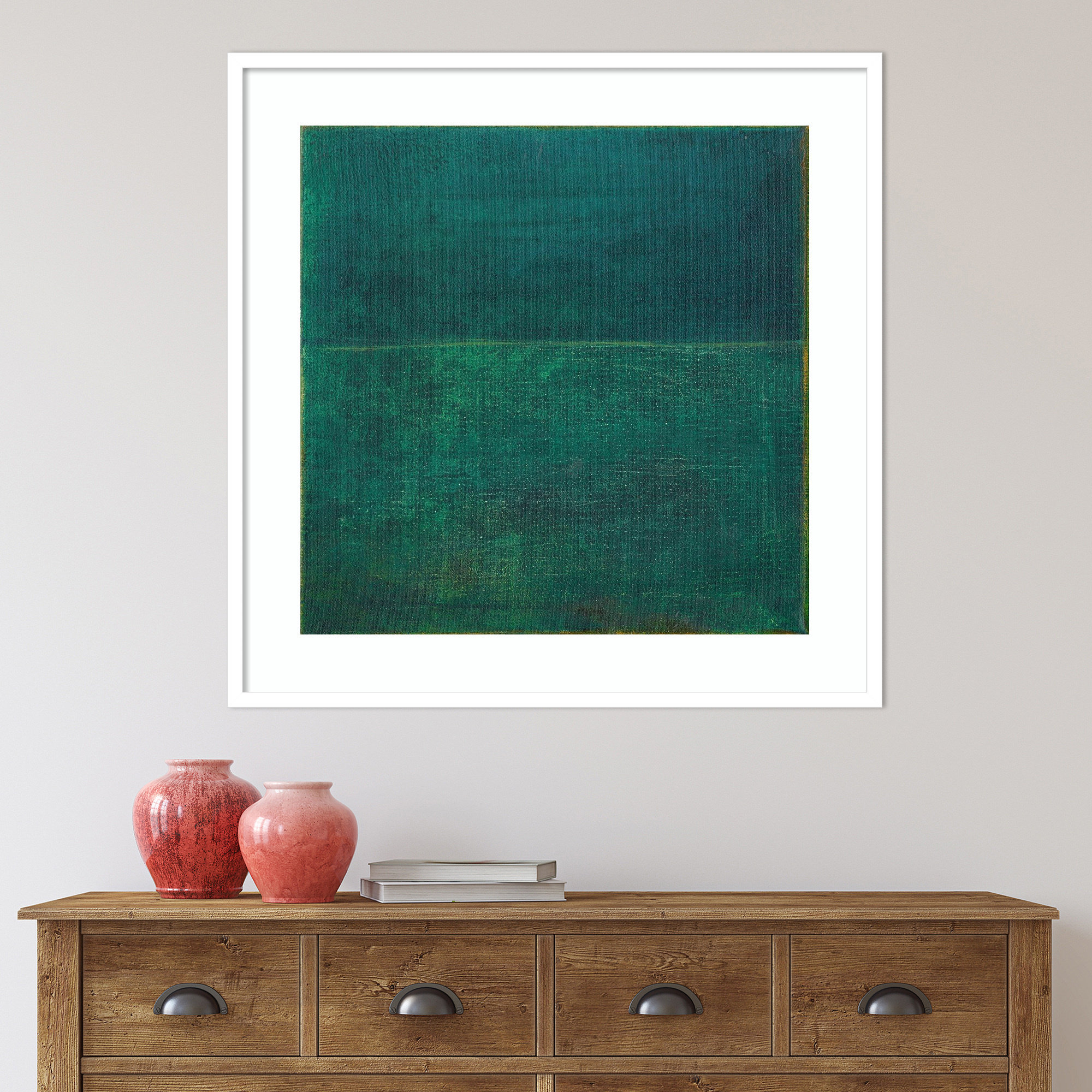 Green Zen I by Jodi Fuchs, White Framed Paper, 33.12" H x 33.12" W x 0.88" D