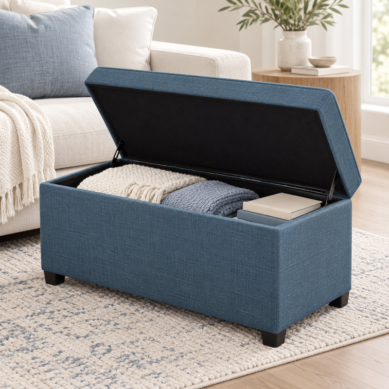 Banc de rangement avec repose-pieds 32 po, Marine