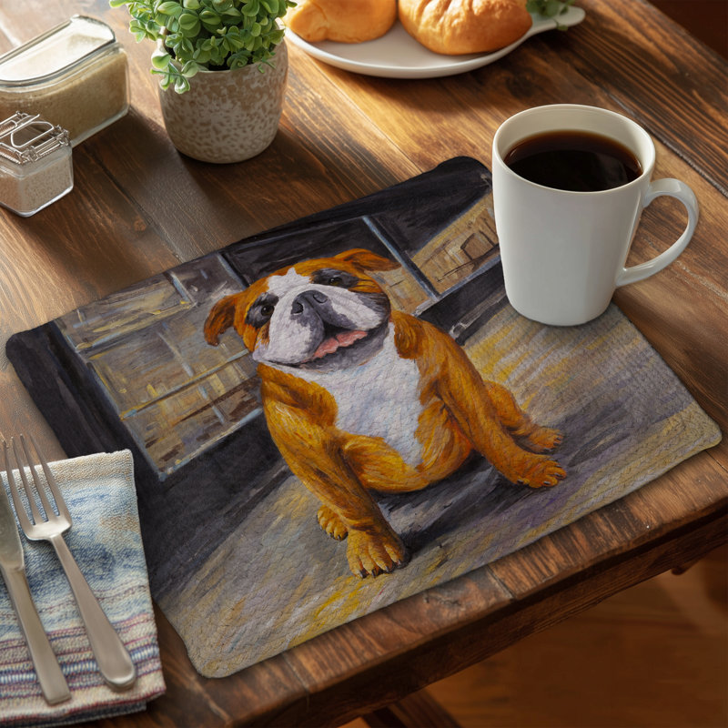 Smiling Bulldog Braided Polyester Placemat - Bedroom Decor