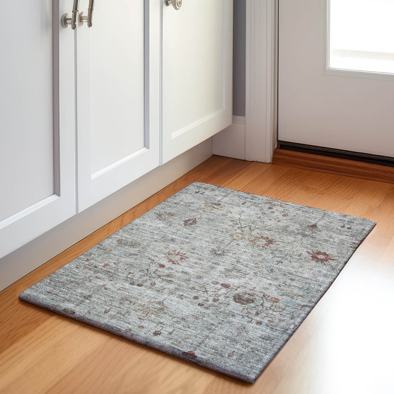 Machine Washable Indoor/Outdoor Xhevrie Gray Rug, Rectangle 1'8" x 2'6"