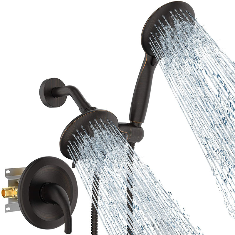 Système de douche complet avec valve brute, Bronze huilé