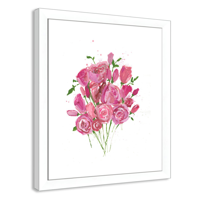 Morning Roses - peinture encadrée, Blanc mat, H 23 po x l 27 po x P 1,25 po