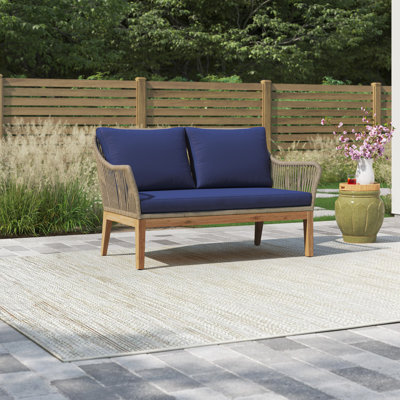 Sand & Stableâ¢ Blyth 55" Wide Outdoor Loveseat with Cushions