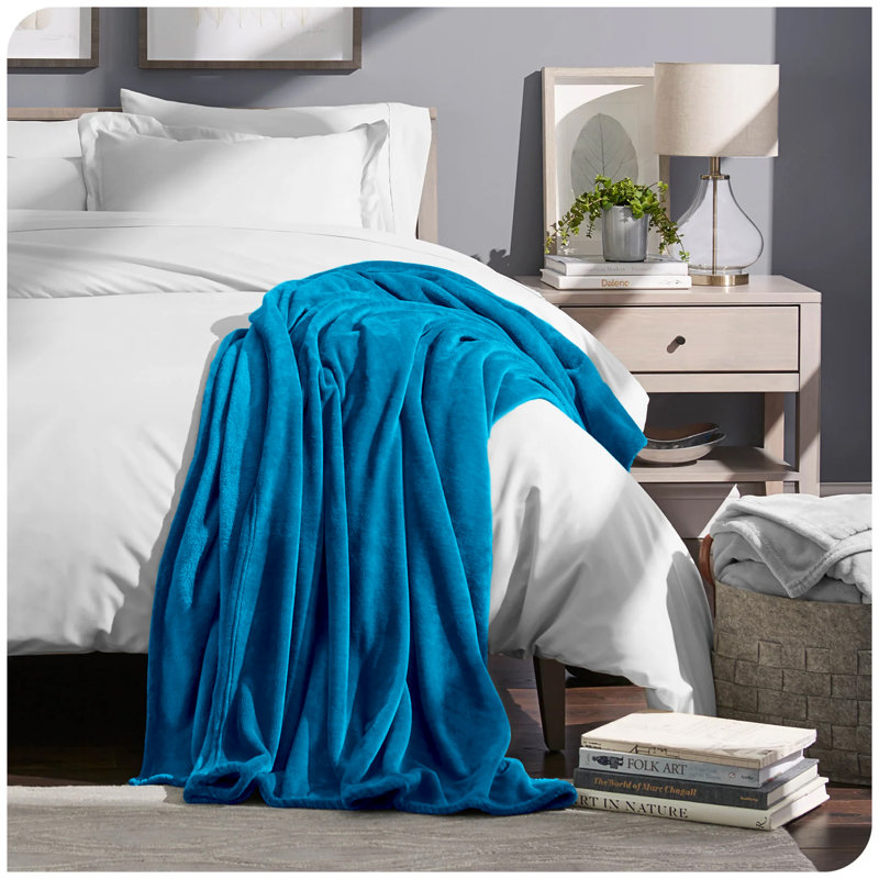 Lacey-Louise 100% Polyester Soft Reversible Mink Faux Plush Fur Fleece Throw/ Blanket, W150 x L200cm, Teal