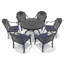 Ensemble de salle à manger d'extérieur rond 6 personnes 47,24 po avec trou pour parasol, 6 chaises empilables avec coussins bleus