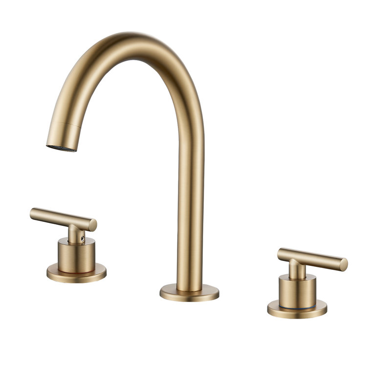 Moderne 8 po Robinet de salle de bain à poignée double à 3 trous à large économie d'eau avec ensemble de bonde , Or brossé