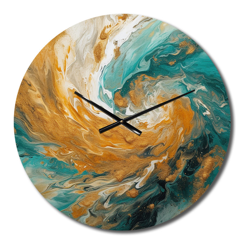 Horloge murale en or Golden Spiral Waves, Petit