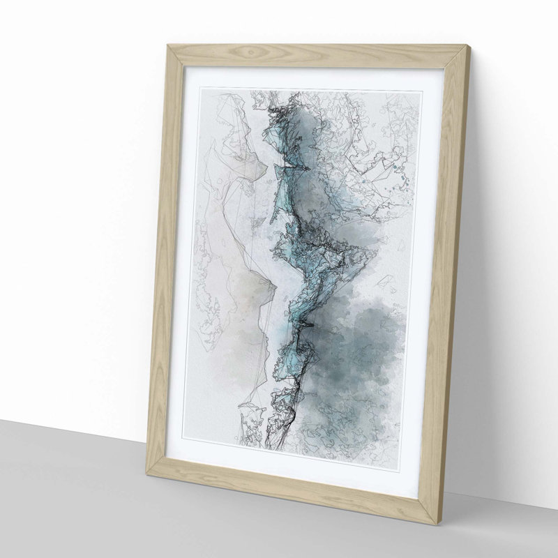Waves upon the Beach in Abstract - Picture Frame Graphic Art Print, Oak, 60cm H x 40cm W x 2cm D