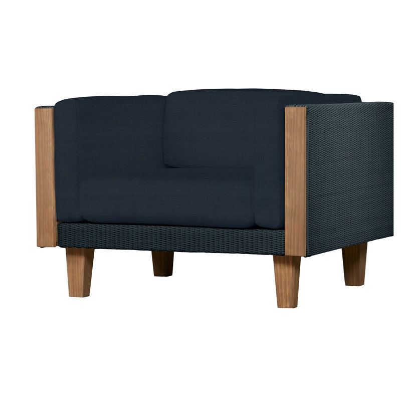 Catalina Outdoor Teak Lounge Chair, Sandberg Navy, Mink