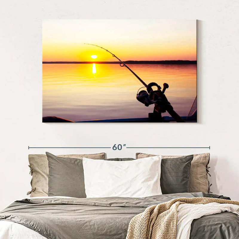Senne pêchant au coucher du soleil, H 34 po x l 51 po