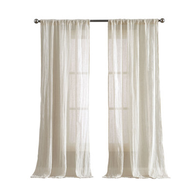 Solid Semi-Sheer Curtain Panel Set