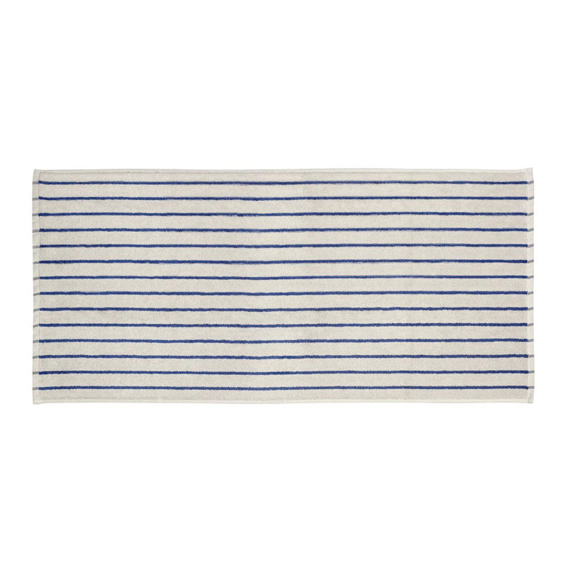 100% Cotton Hand Towel, Moonbeam/Mazarine Blue Narrow Stripe