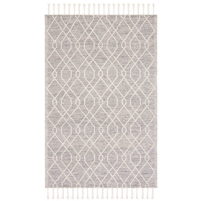 Tapis Natura 323 en blanc / gris NAT323A, Tapis de couloir 2 pi 3 po x 8 pi
