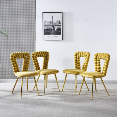 Modern Comfortable Chair ( Of 4) - Yellow, Fits Cafe, Bedroom Yellow & Gold (4) Rust , For Office, Cafe