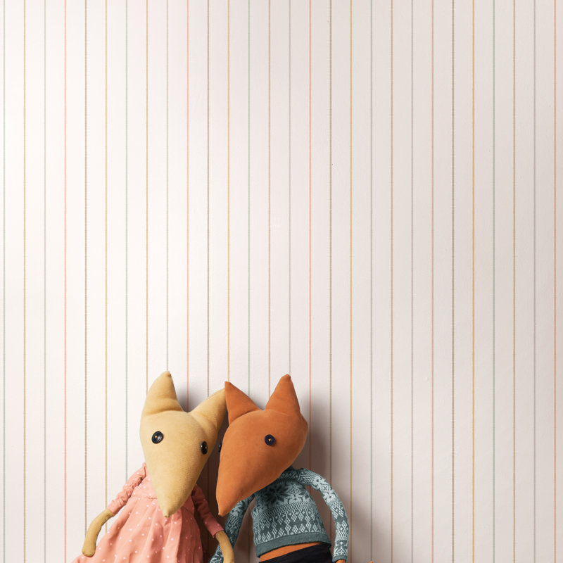 Scallop Stripe - Apple 10m Wallpaper, White Striped