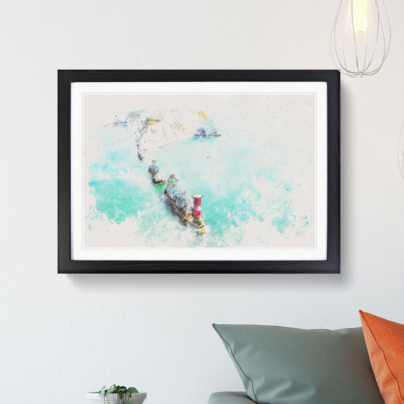 The Needles Isle of Wight - Picture Frame Painting Print, Black Framed, 62cm H x 87cm W x 2cm D