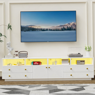 TV Stand For Tvs Up To 75", TV Stand With LED Lights And Storage For Living Room