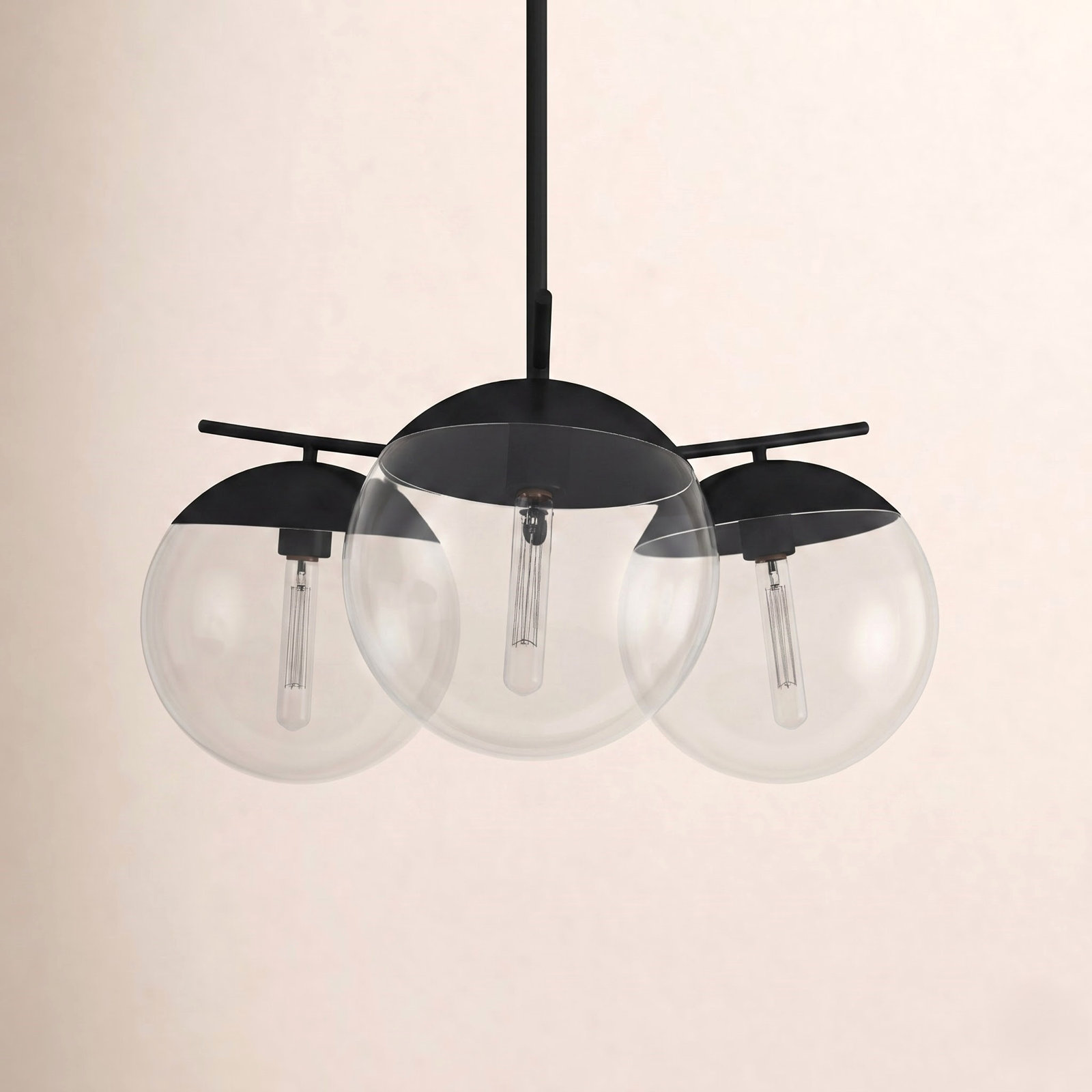 Yearby 3-Light Chandelier, Clear, Black
