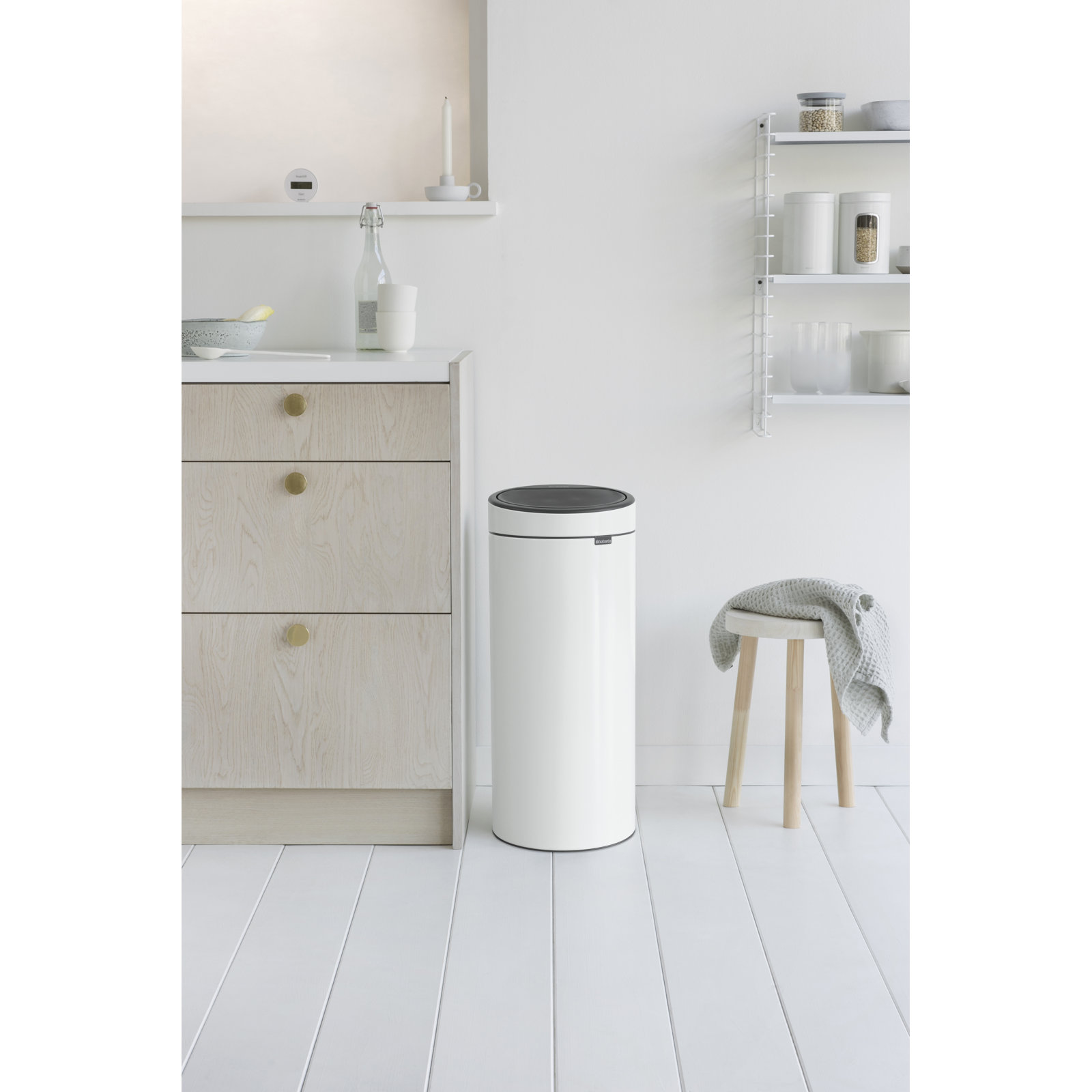 Brabantia 8 Gallon Touch Top Trash Can, White