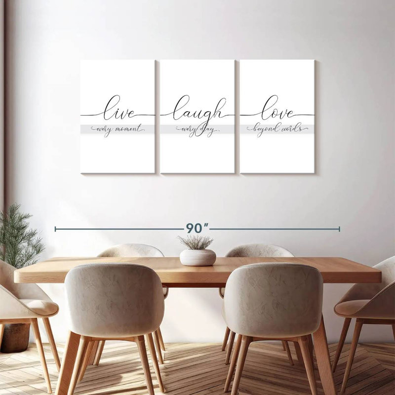 " Live Laugh Love Typography Multi Piece Canvas Print " 3 - Pieces, 36" H x 74" W x 1.25" D