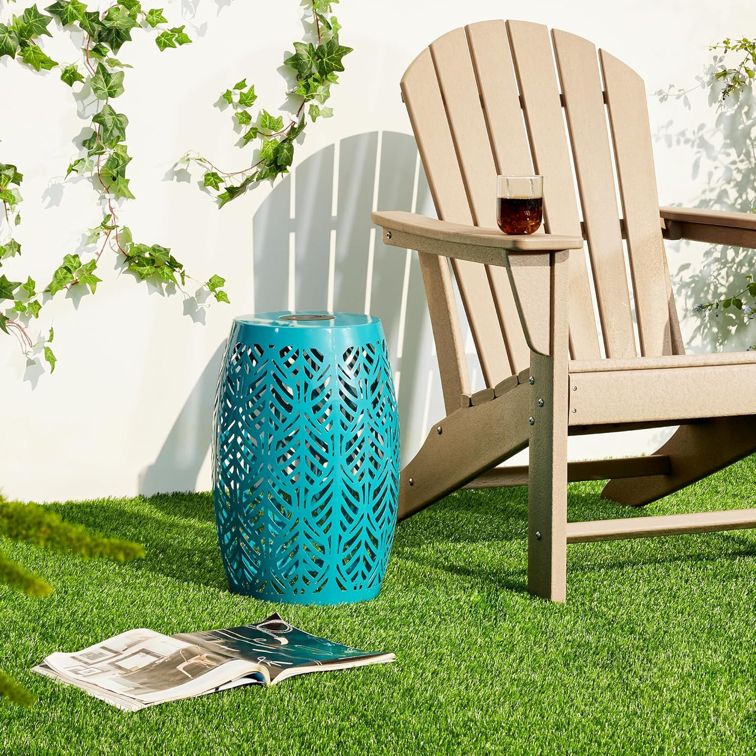 Lark Manor Garden Stool With Solar Powered Light, H Metal