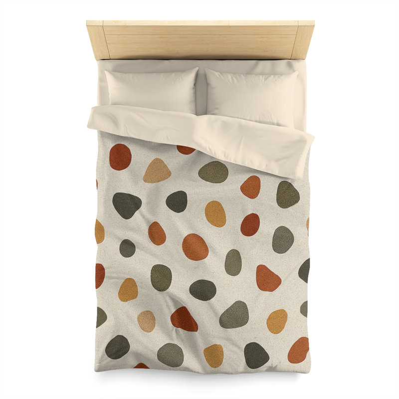 Microfiber Duvet Cover Boho Style, Design 41, Twin Duvet Cover, Cream
