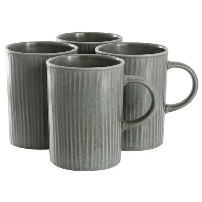 Gibson Meritage 4 Piece 19.2 Ounce Stoneware Mug Set In Gray-green