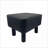 Ottomans Set of 2, Contemporary Black Leatherette Footstools with Wood Legs | Black | Wood