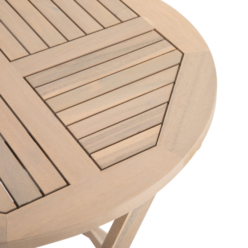 Table ronde ronde en bois massif pour patio, Blanc délavé