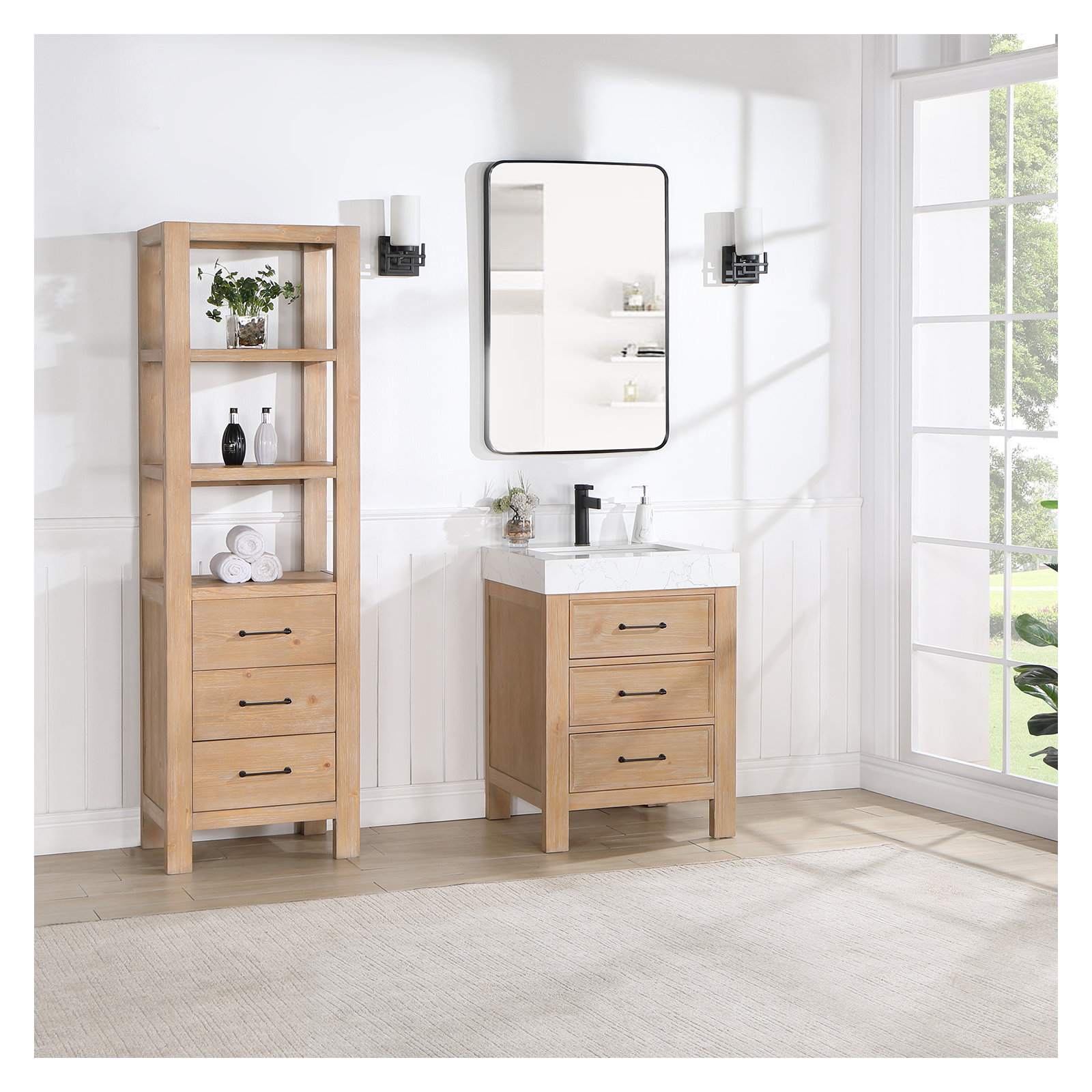 Moana Solid Wood Linen Cabinet, Brown