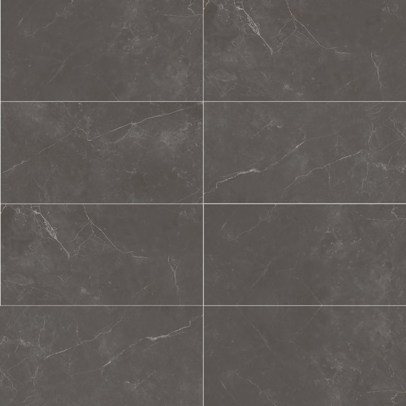  12 in. x 24 in. Porcelain Marble Look Floor and Wall Tile (17.60 Sq. Ft. / Case), Nero