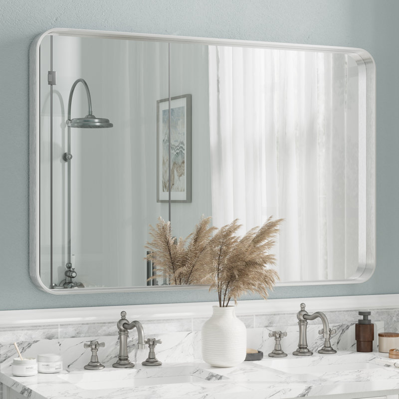 Miroir mural Aevar, 48 po x 32 po, Argent brossé