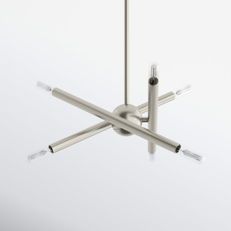 Poco 6 - Light Dimmable Modern Linear Chandelier, Brushed Nickel