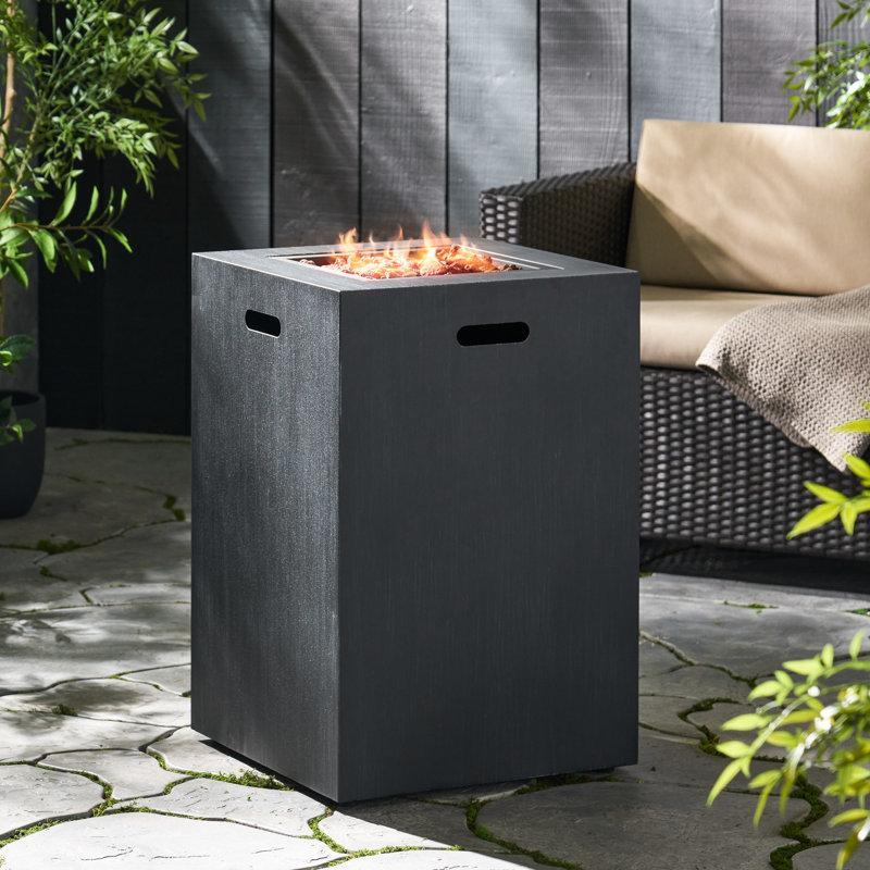30 000 colonnes de feu d'extérieur, carré 19,5 po, fer thermolaqué noir, foyer au propane, large