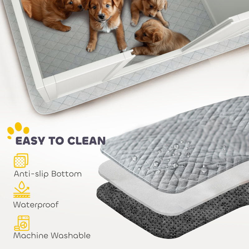 Whelping Box for Dogs and Puppies, Dog Whelping Box with Waterproof Pee Pad, Adjustable Height Door, for Large Dogs Indoor Use, 49" x 47" x 19"