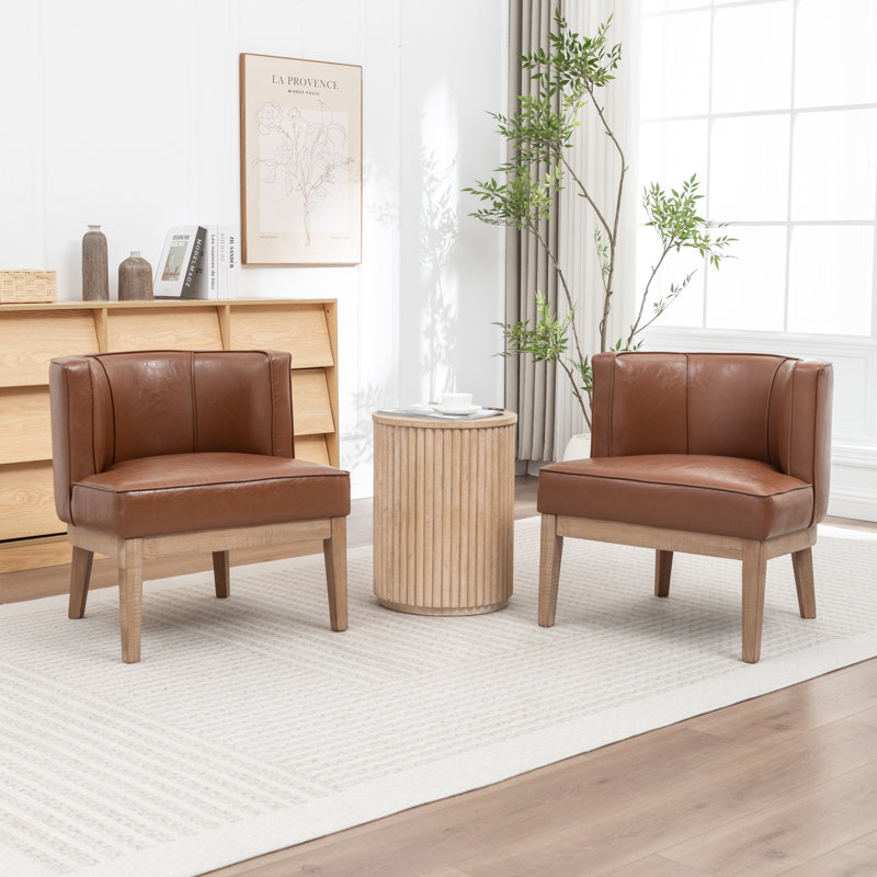Karoll Upholstered Barrel Chair, Brown